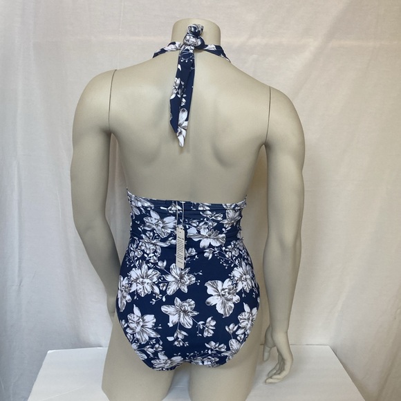 Marina Vida Women’s One Piece Swimsuit Plus Size 2XL Halter Style Blue Floral - Picture 6 of 6